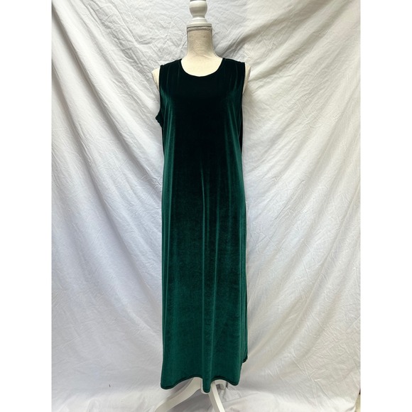 Bedford Fair Vintage 90s Green Velvet Emerald Maxi Dress Sz 16 Witchy Goth - Picture 1 of 8